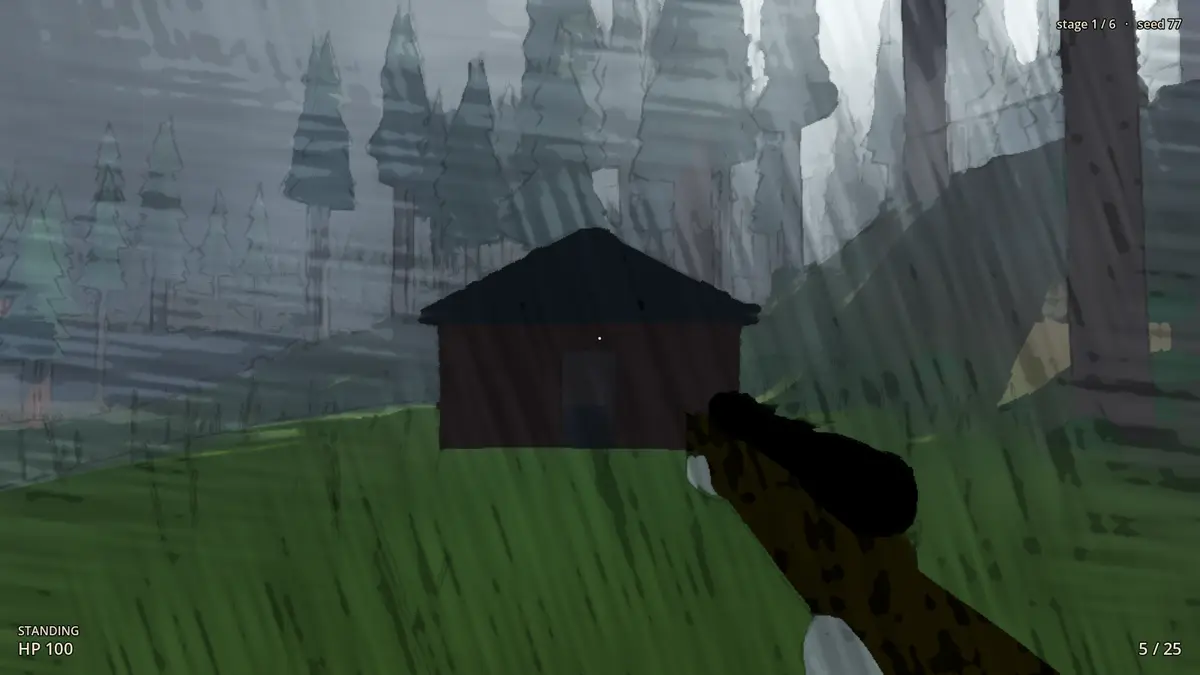 A log cabin in the painted forest