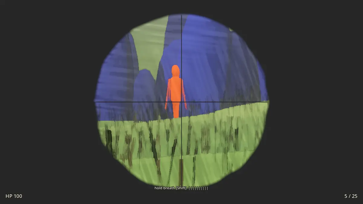 Looking through the rifle scope