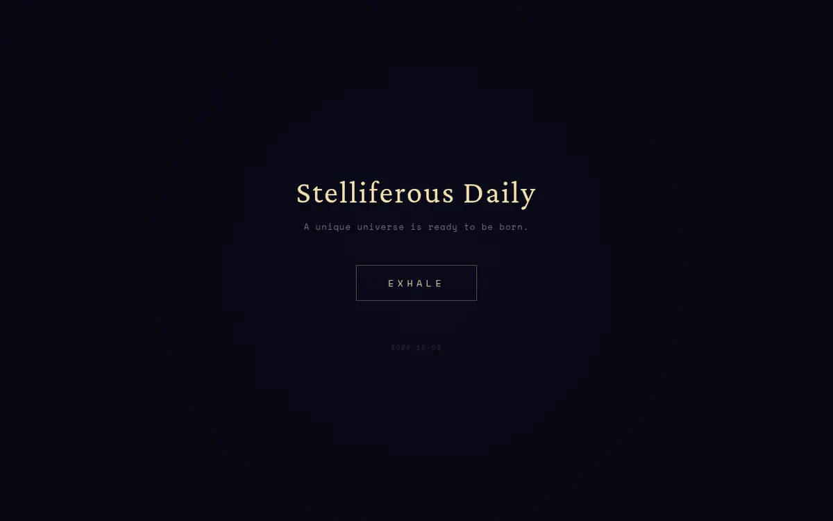 Stelliferous Daily's landing screen